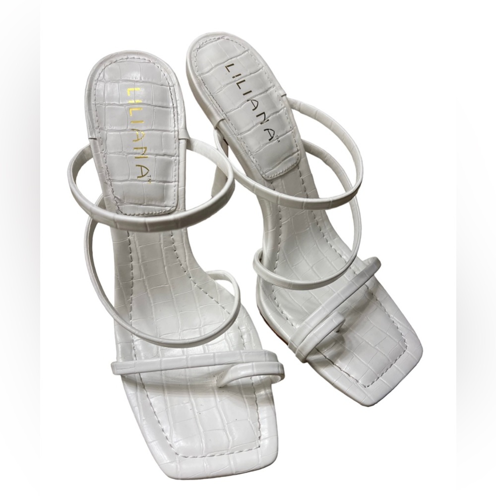 Liliana White Open Toe Heels